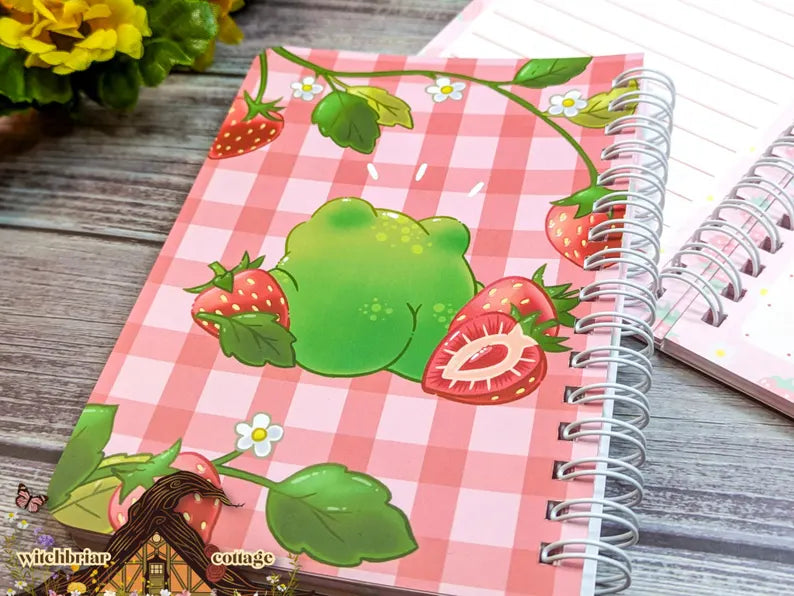 Frog Strawberry Hybrid Dot-Grid and Lined Notebook