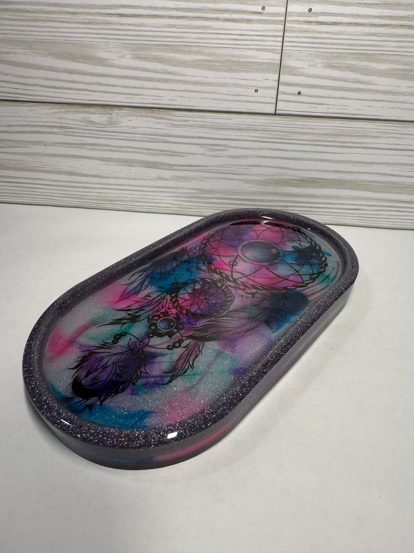 Oval Watercolor Dreamcatcher Tray