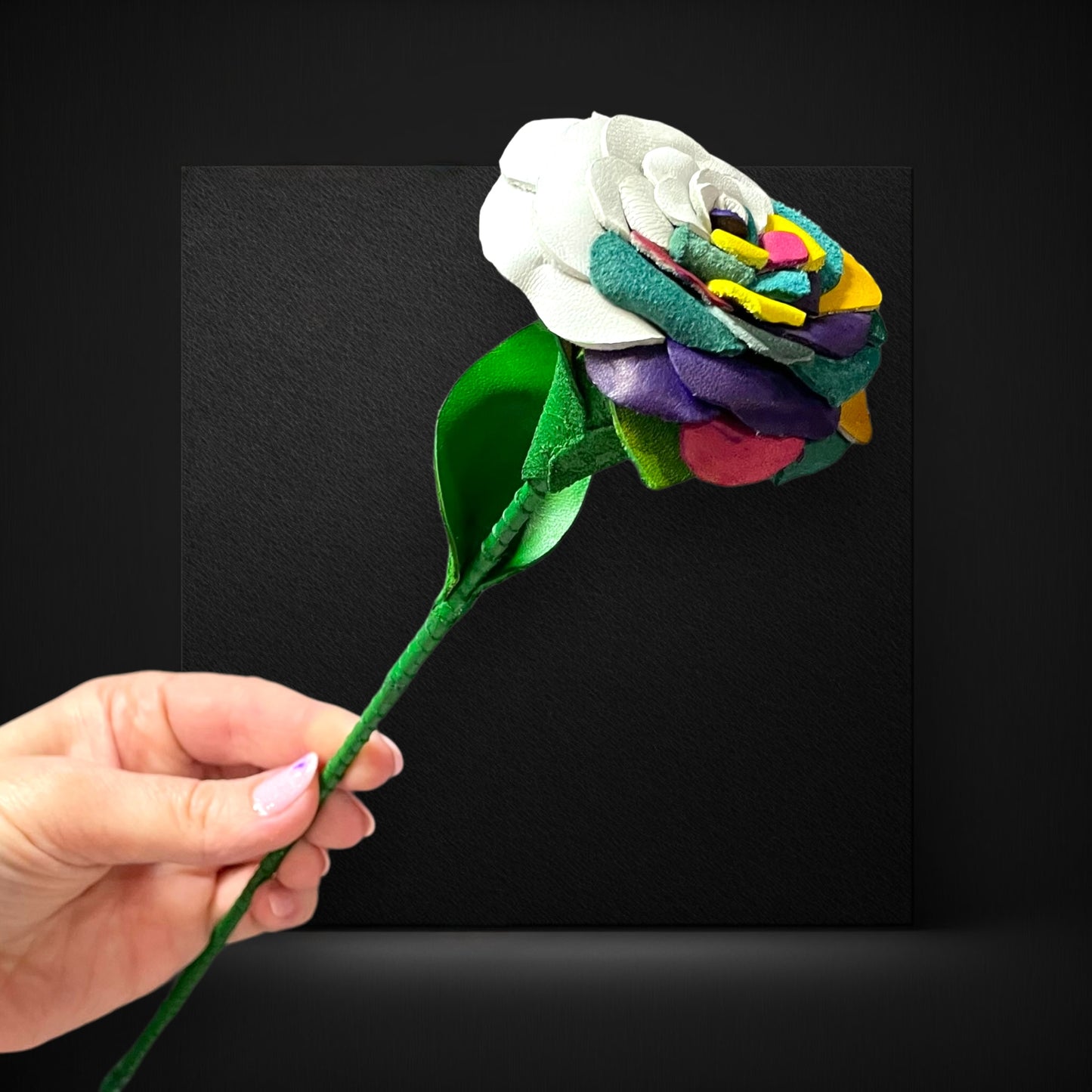 Wednesday Window Inspired Leather Rose