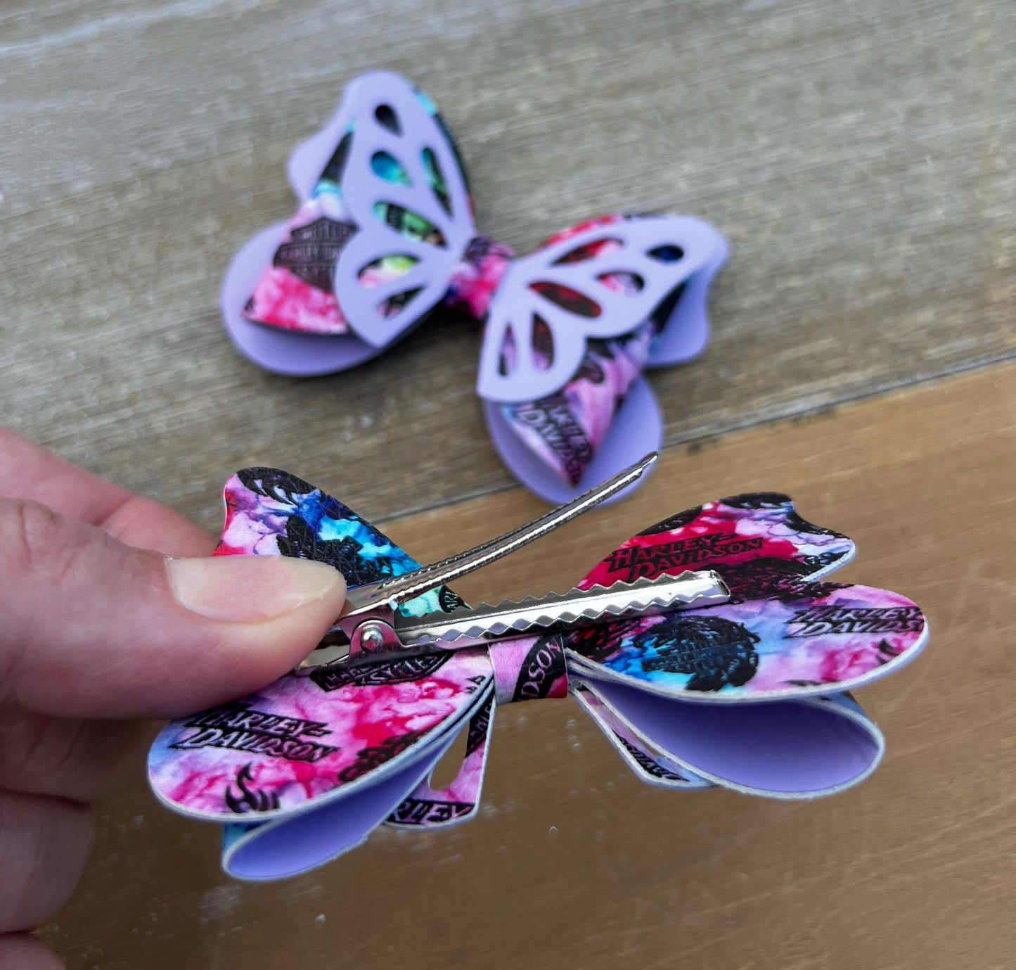 Purple Motorcycle Hair Bow Set