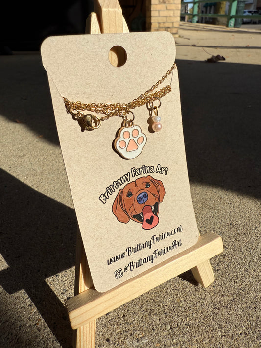 White Paw Charm Necklace || Pet Parent Bling