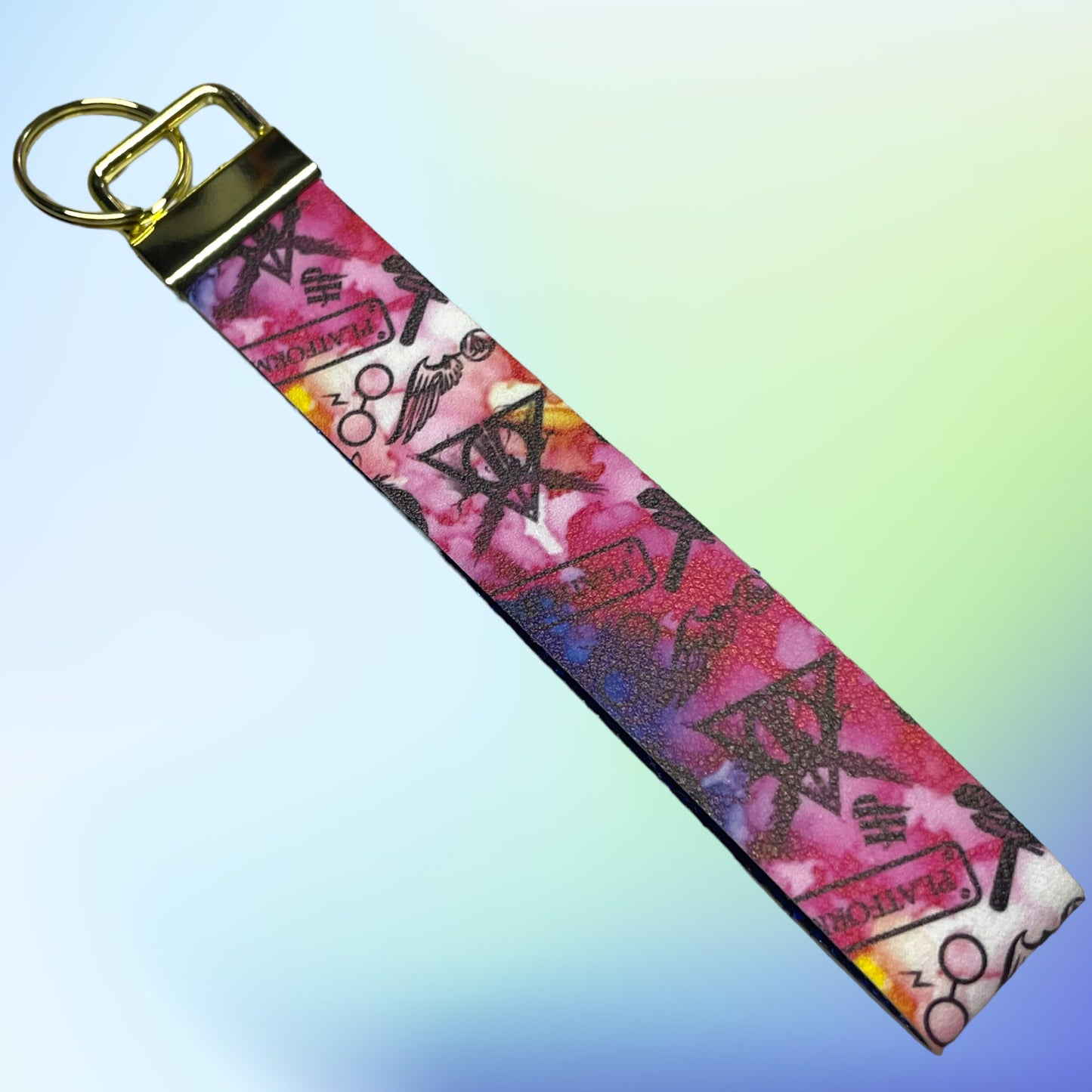 Harry Potter Print Faux Leather Wristlet