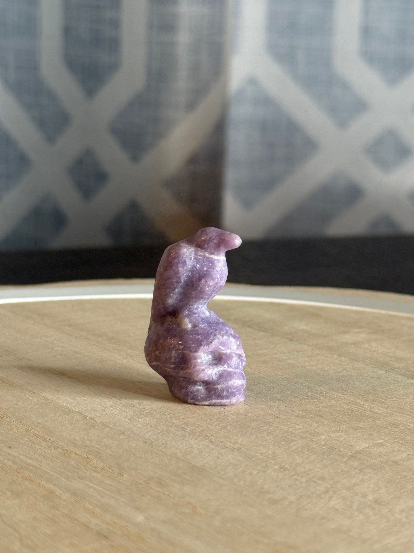 Lepidolite Crow Skull Carving