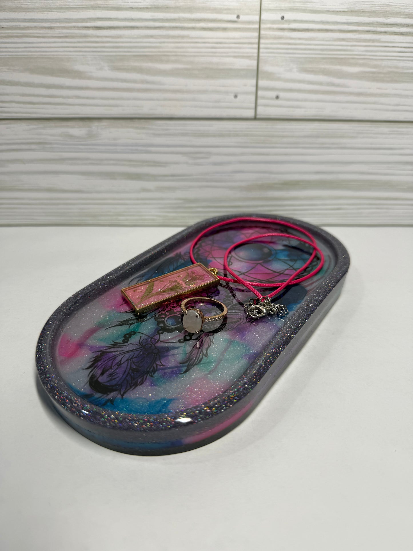 Oval Watercolor Dreamcatcher Tray