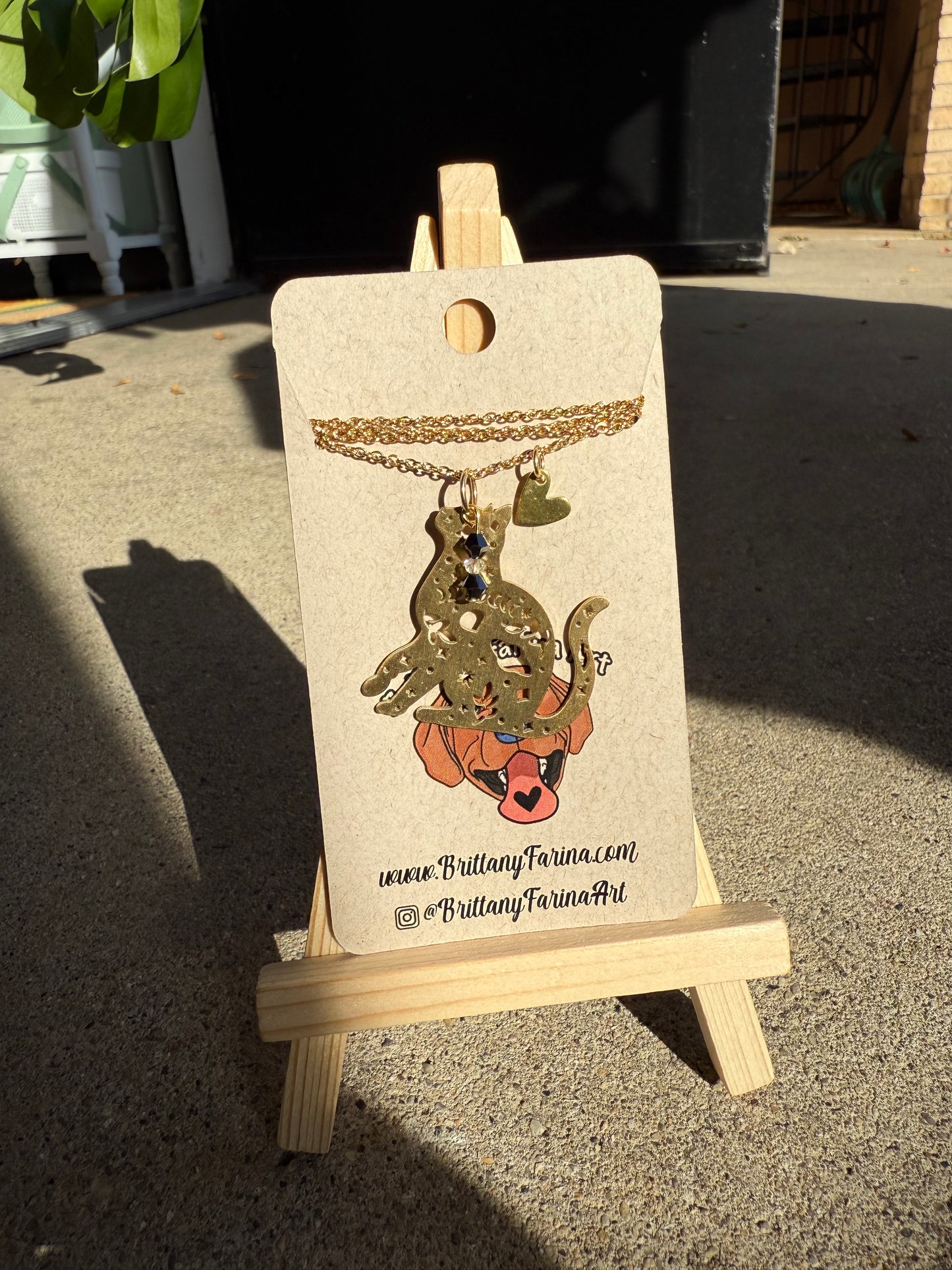 Brass Kitty Necklace