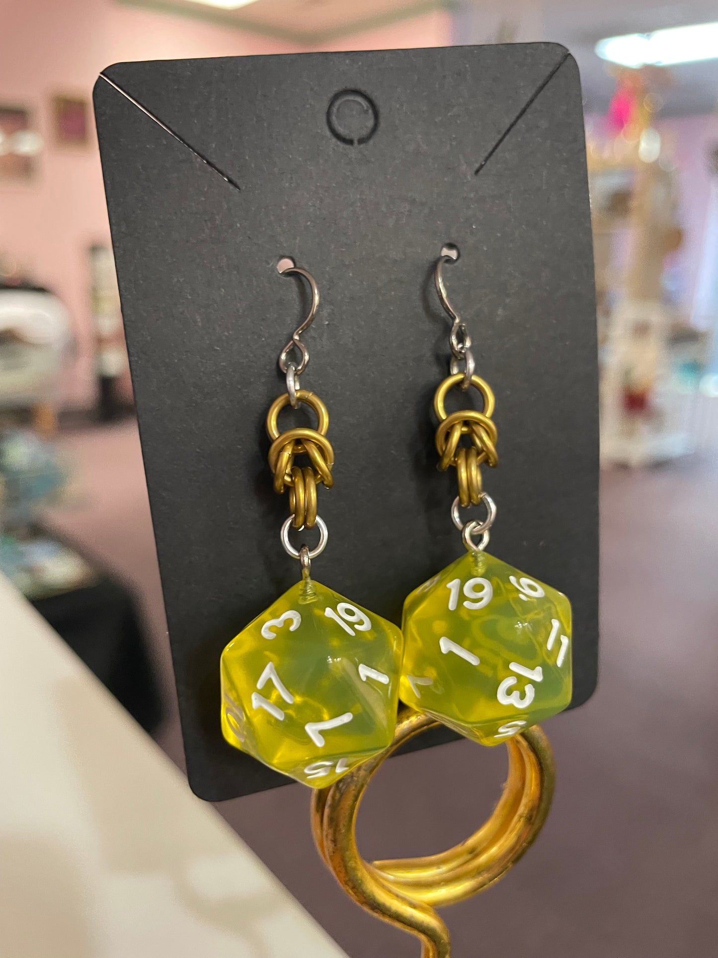 D20 Die Rainbow Earrings || Handcrafted Chainmaille