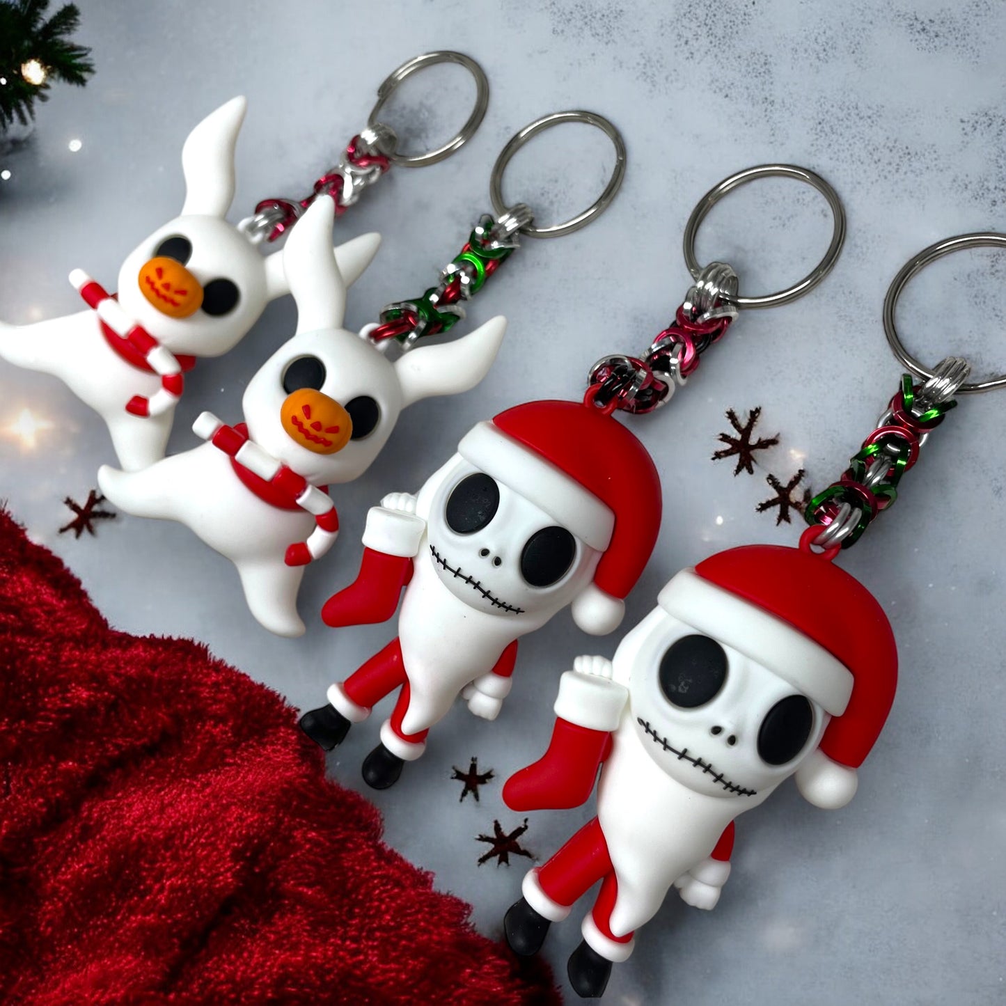 Chainmaille Holiday Nightmare Keychains