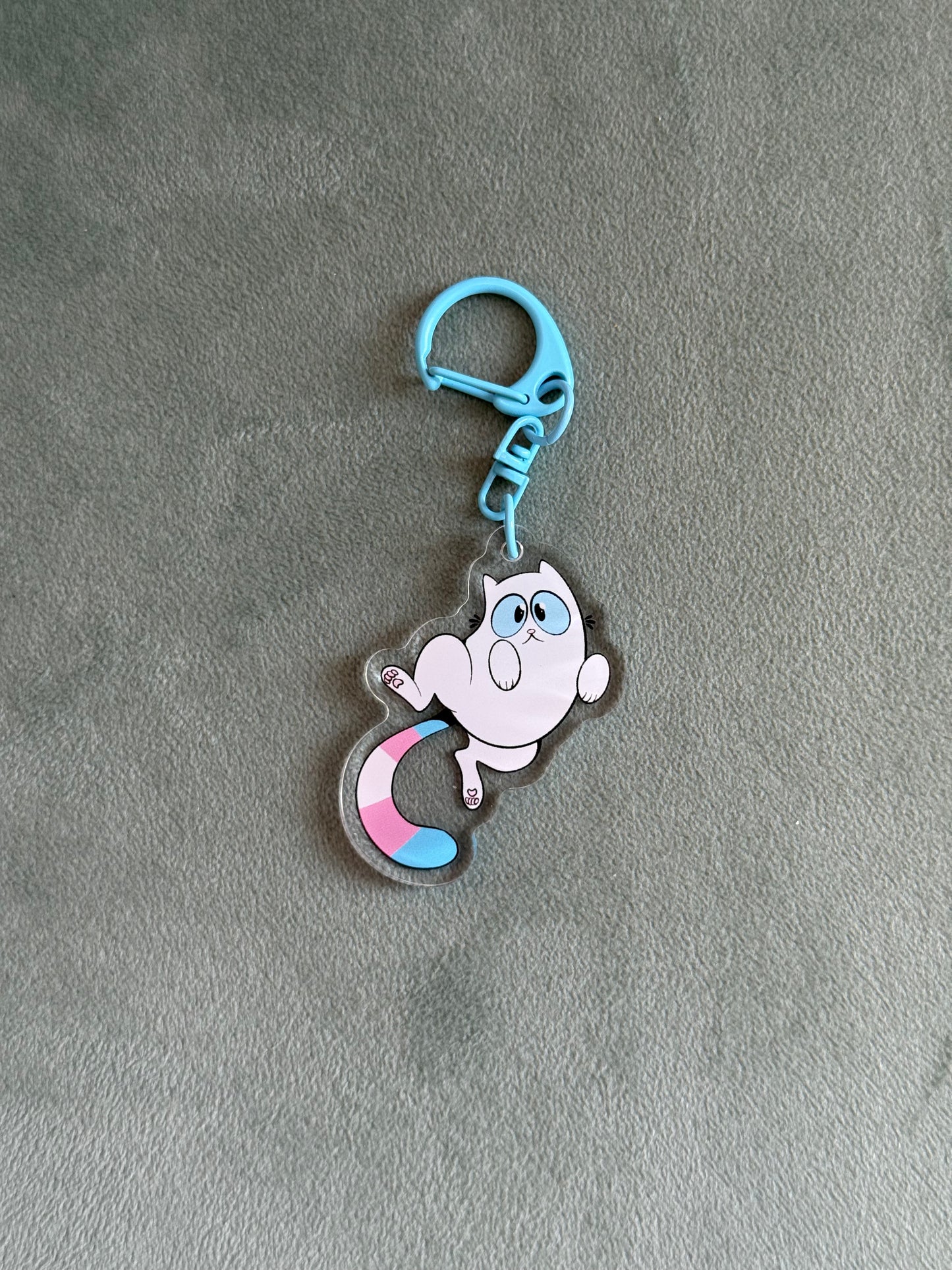 Trans Tail Kitty Keychain