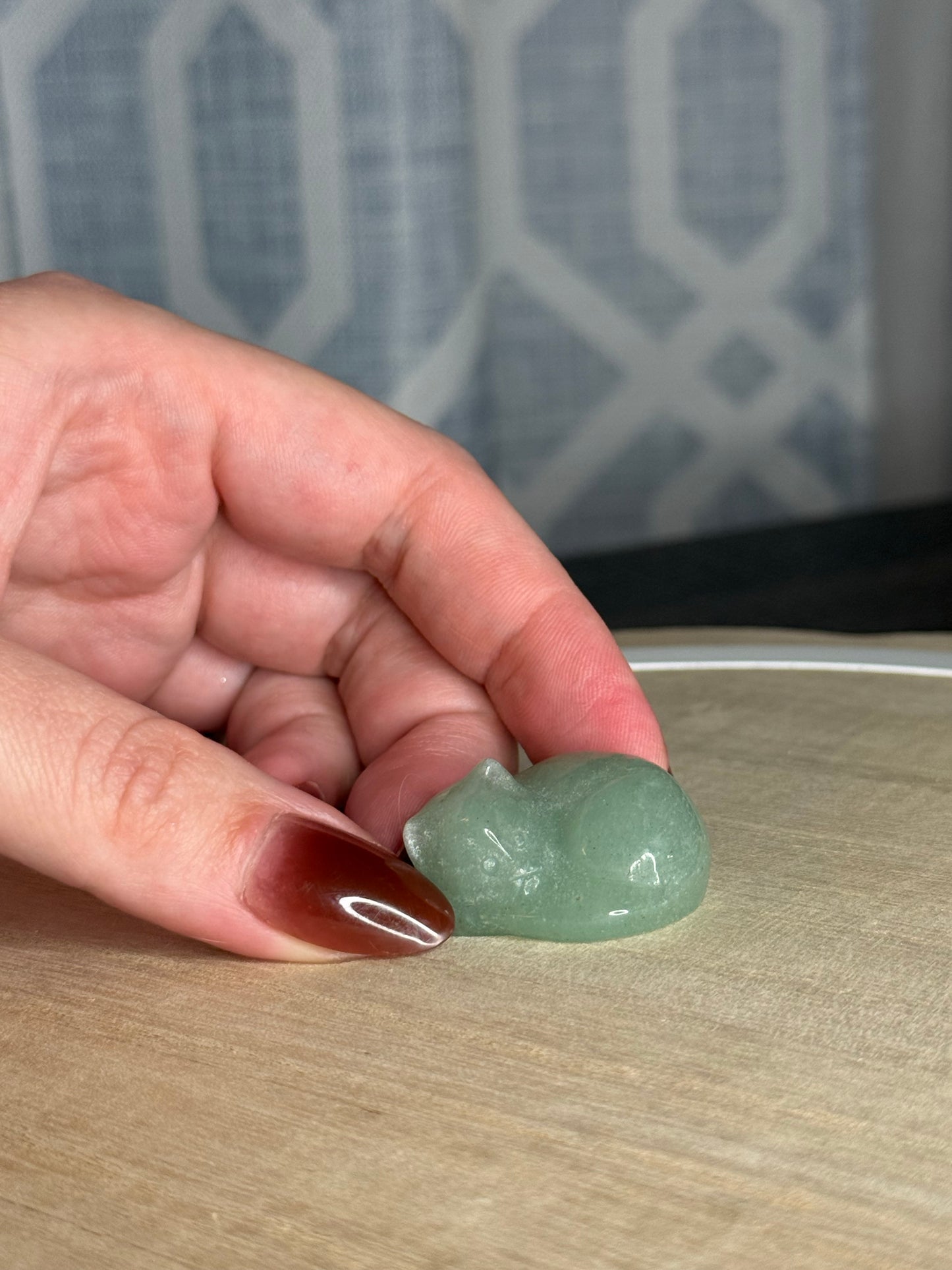 Green Aventurine Sleeping Kitty Carving