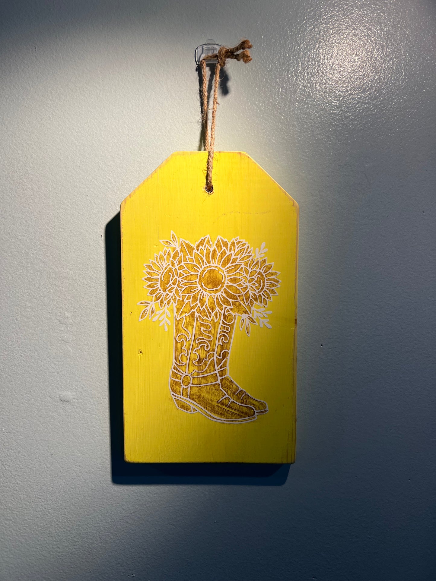 Reclaimed Wood Floral Boots Sign
