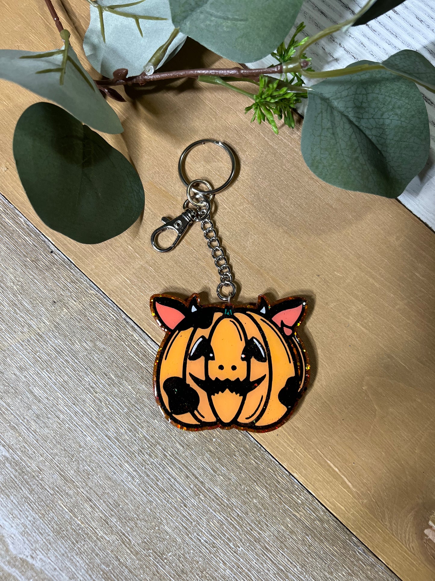 Cow Pumpkin Keychain