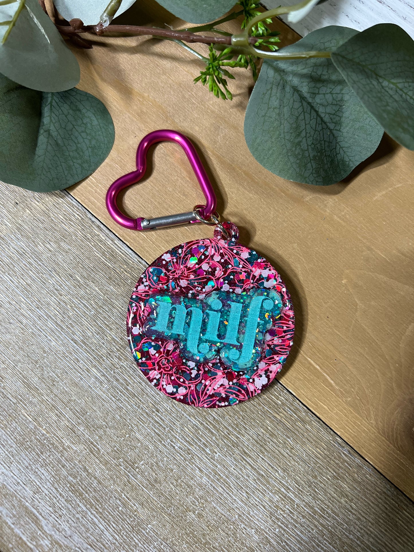 Floral MILF Keychain