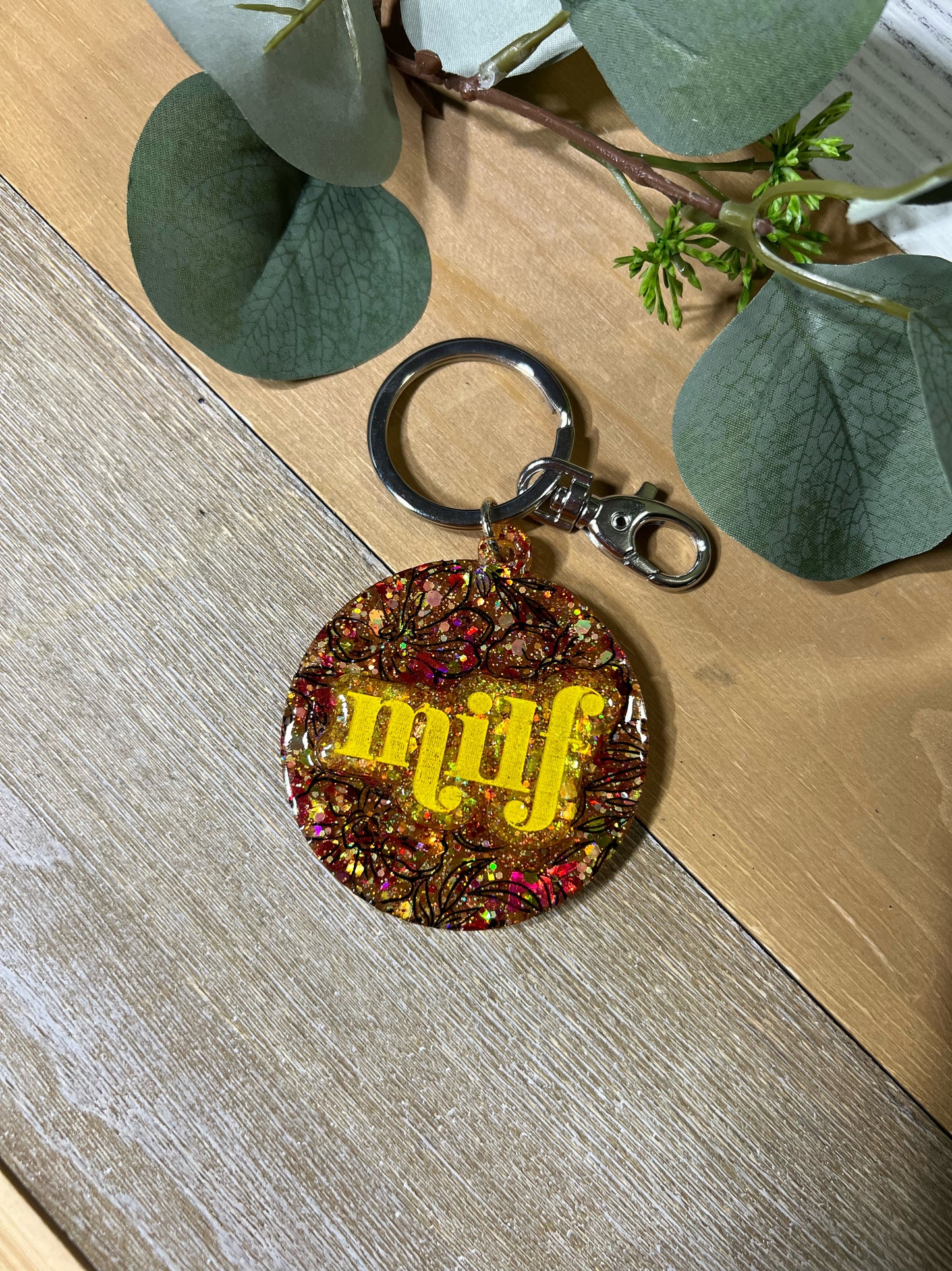 Floral MILF Keychain