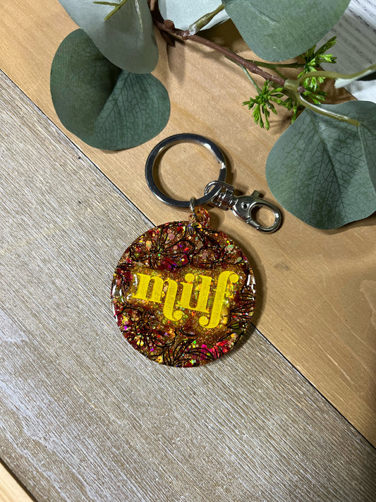 Floral MILF Keychain