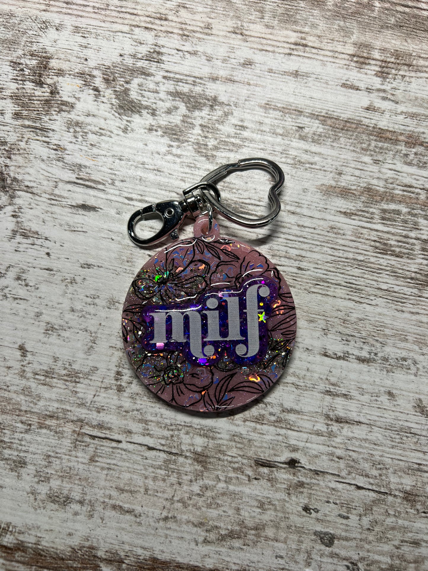 Floral MILF Keychain