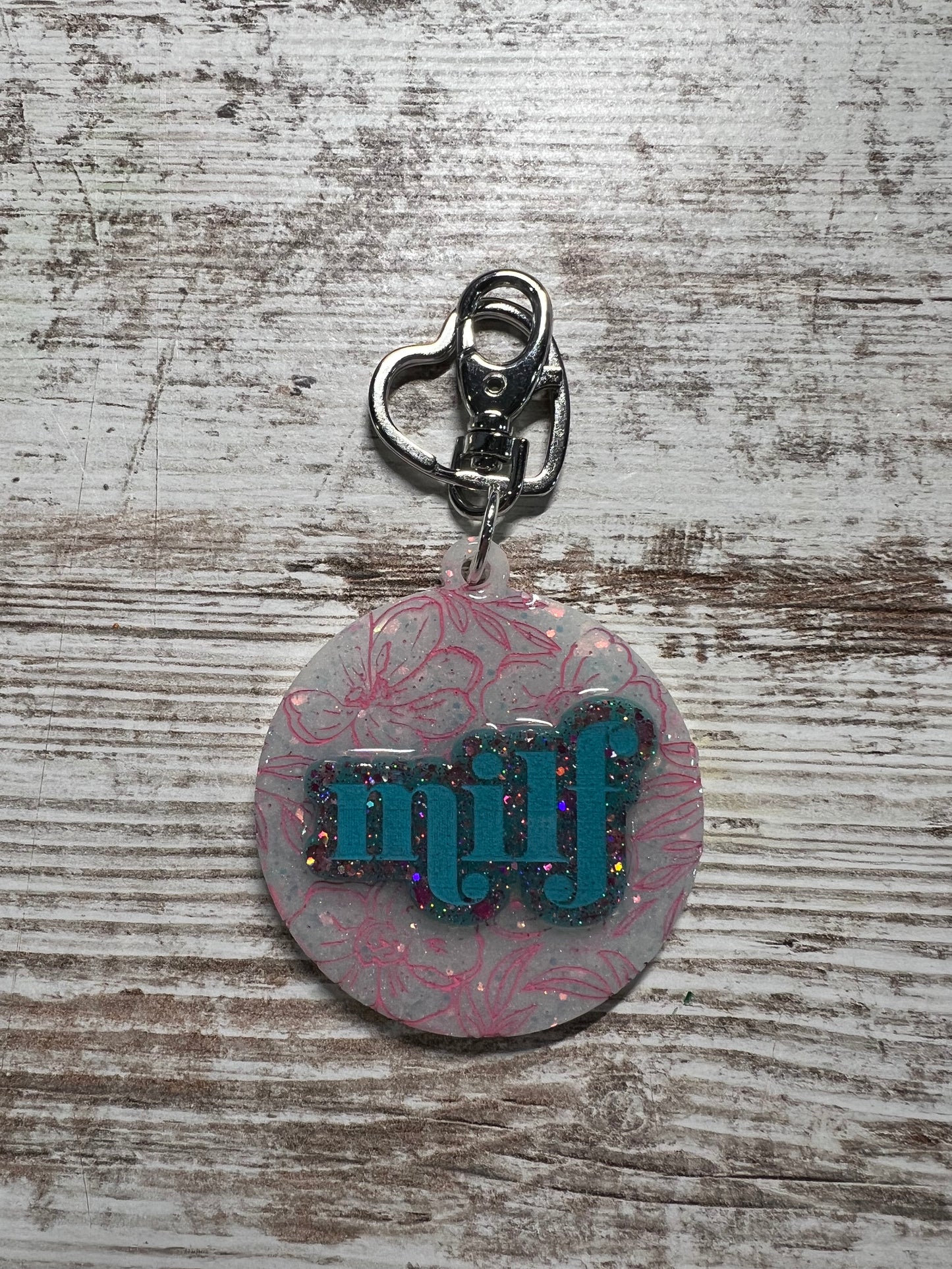 Floral MILF Keychain