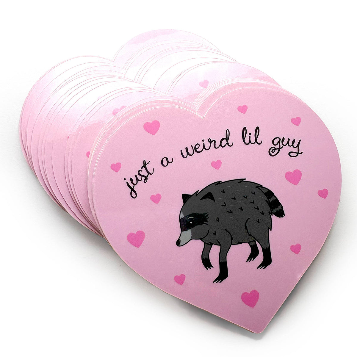 Jimothy Just A Weird Lil Guy Raccoon Heart Vinyl Sticker