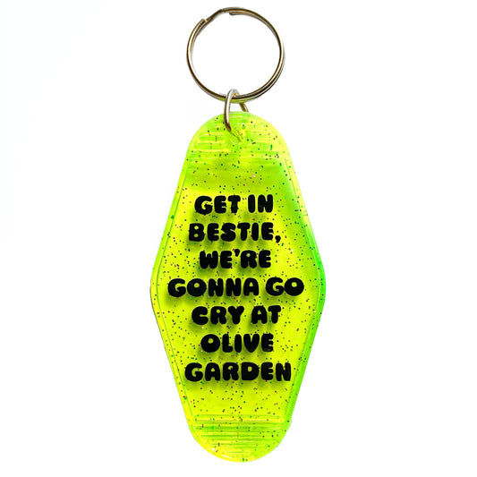 Let's Go Cry At Olive Garden Motel Tag Keychain