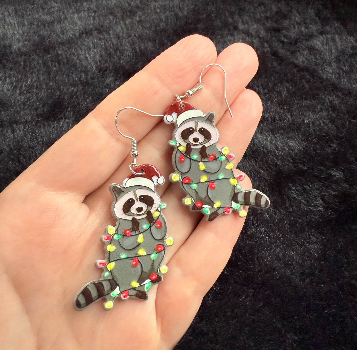 Christmas Racoon Earrings