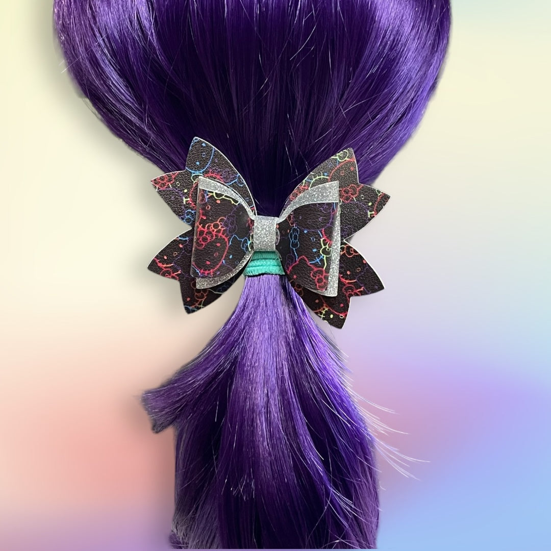 Cartoon Cat Print Hair Bow