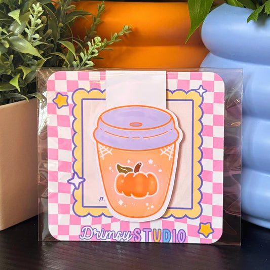 Pumpkin Fall Latte Magnetic Bookmark