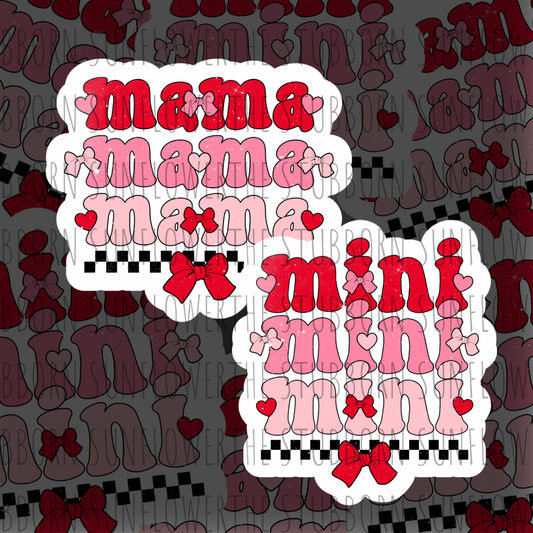 Mama & Mini Bow Holographic Stickers