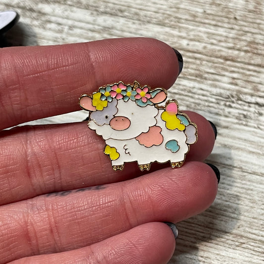 Floral Cow Pin