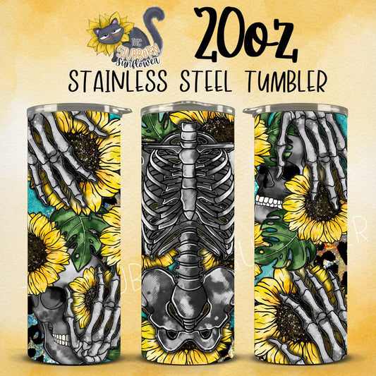 Sunflower Skeleton 20 oz Tumbler