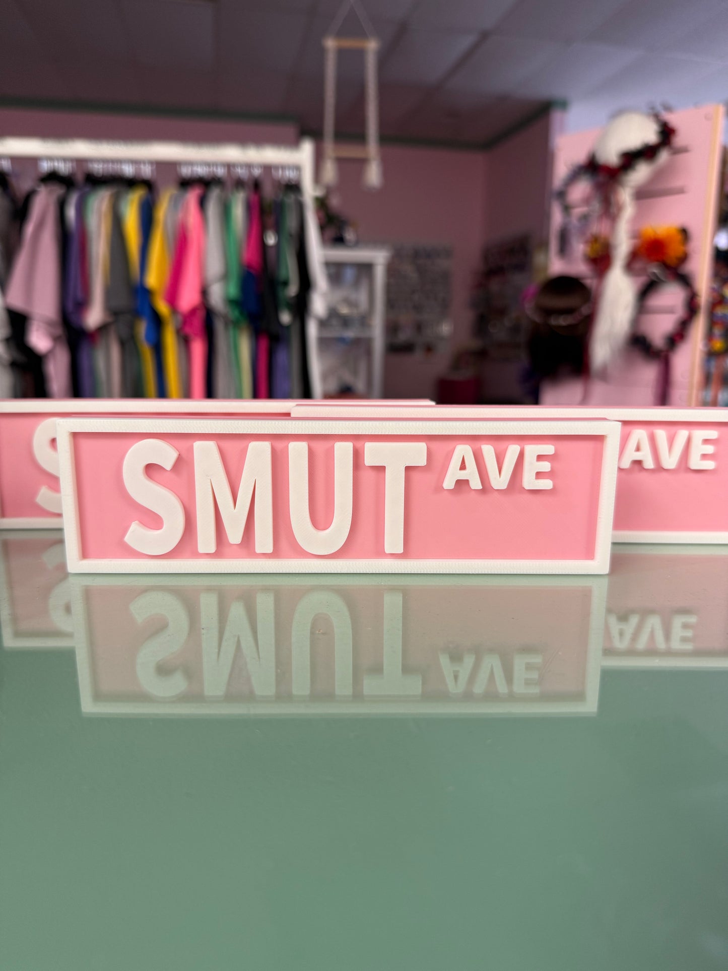 Smut Ave Book Shelf Sign / 3D Printed / Pink
