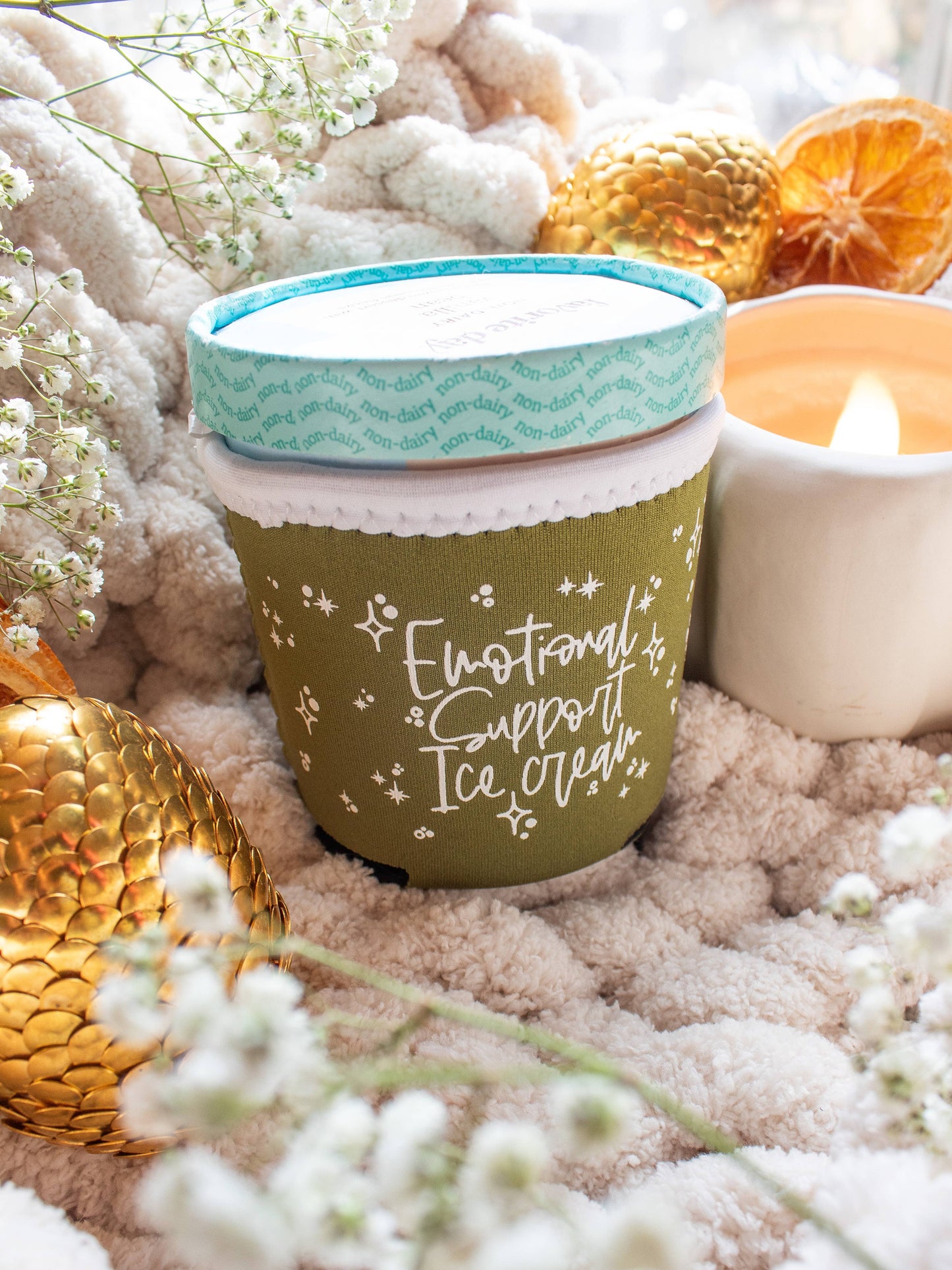 Ice Cream Pint Sleeve | Emotional Support Ice Cream | Green