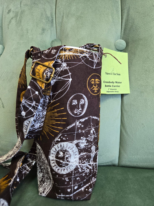 Crossbody Water Bottle Bag || Reclaimed Fabric || Upcycled Handmade