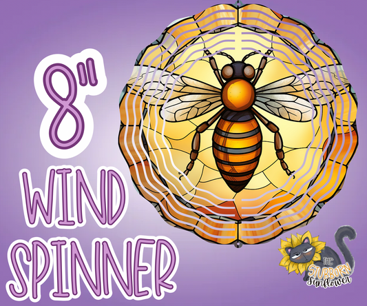 Stained Glass Bee 8” Wind Spinner