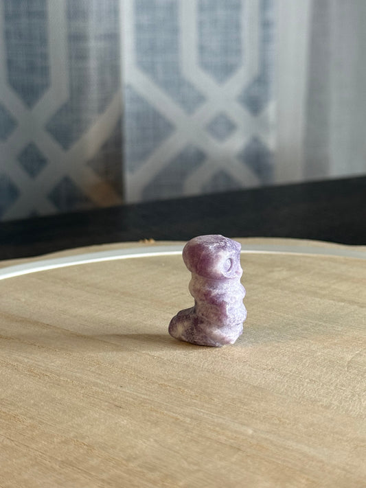 Lepidolite Caterpillar Carving