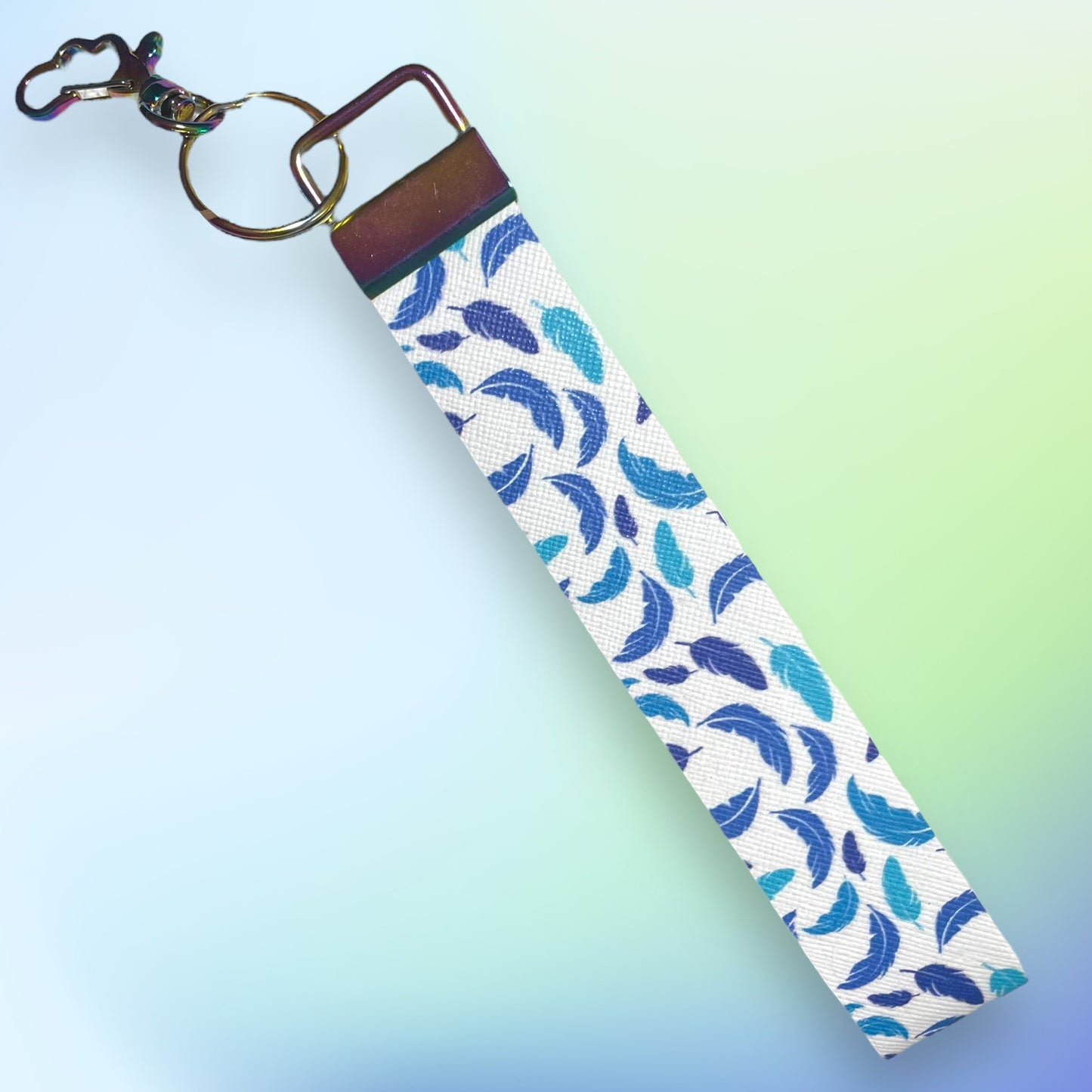 Feather Print Faux Leather Wristlet