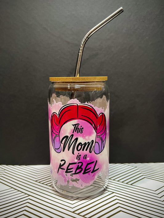 16oz Glass Tumbler - Rebel Mom