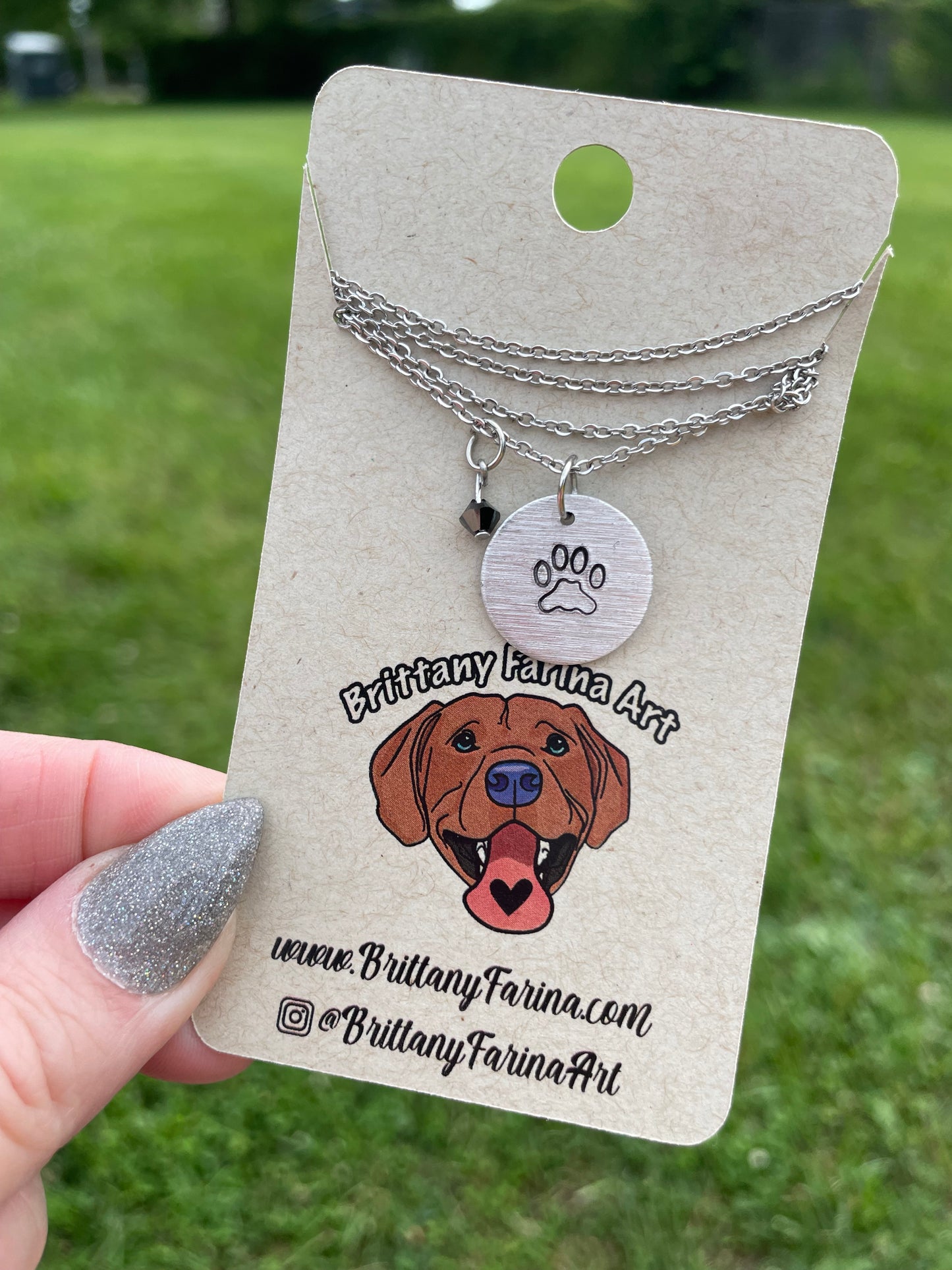 Silver Paw Print Medallion Necklace || Dangle Charms