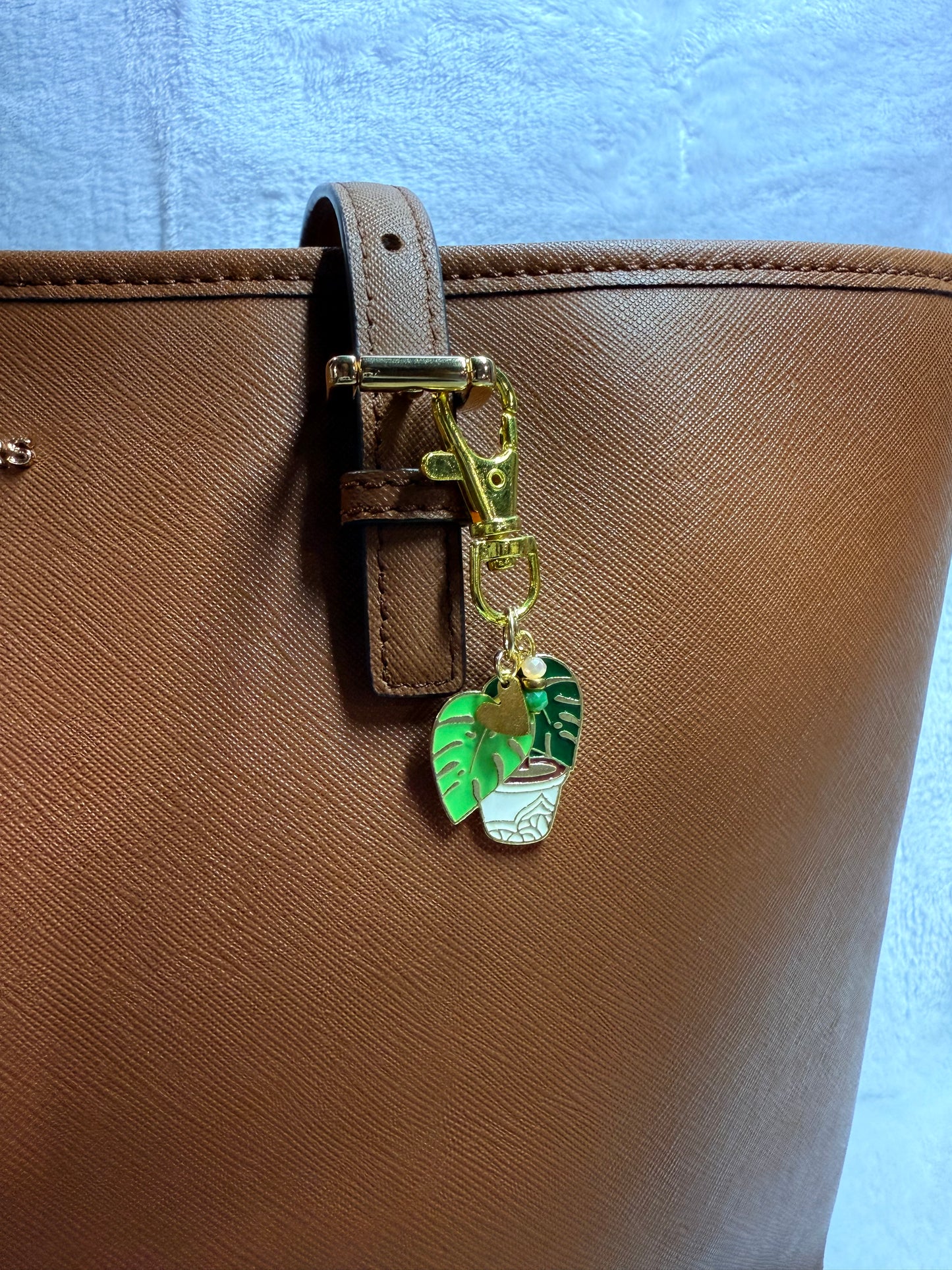 Green Monstera Bag Charm