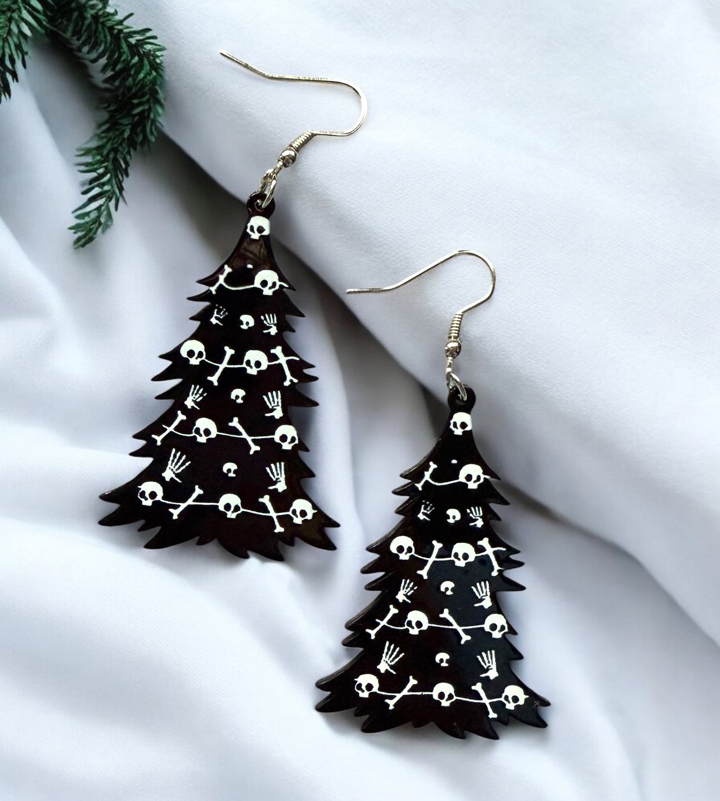 Spooky Christmas Tree Earrings