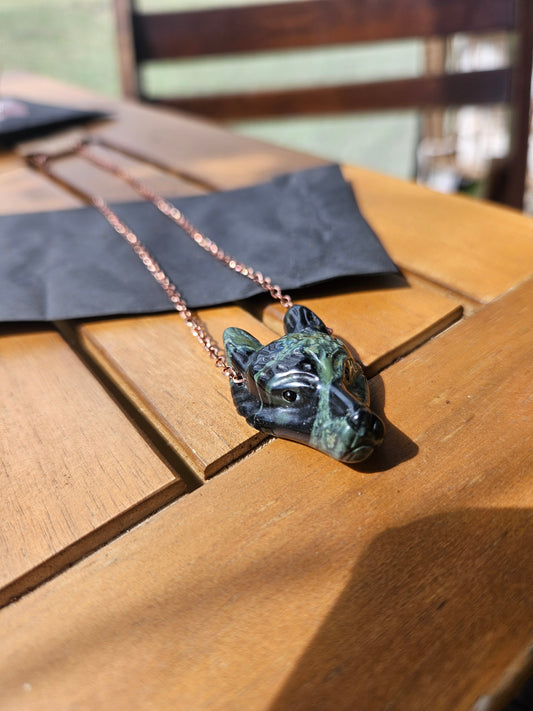 Kambaba Jasper Wolf Necklace