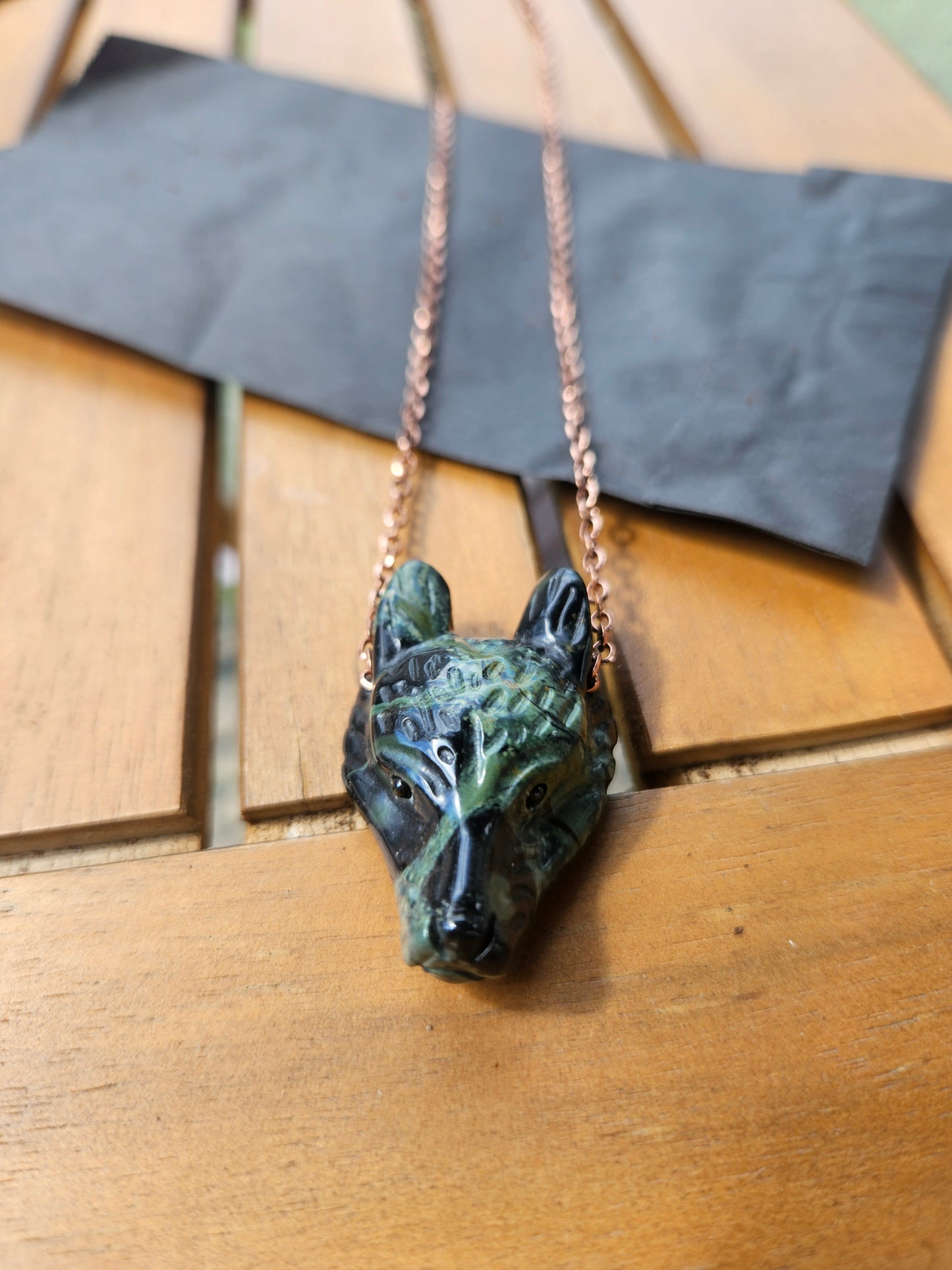 Kambaba Jasper Wolf Necklace