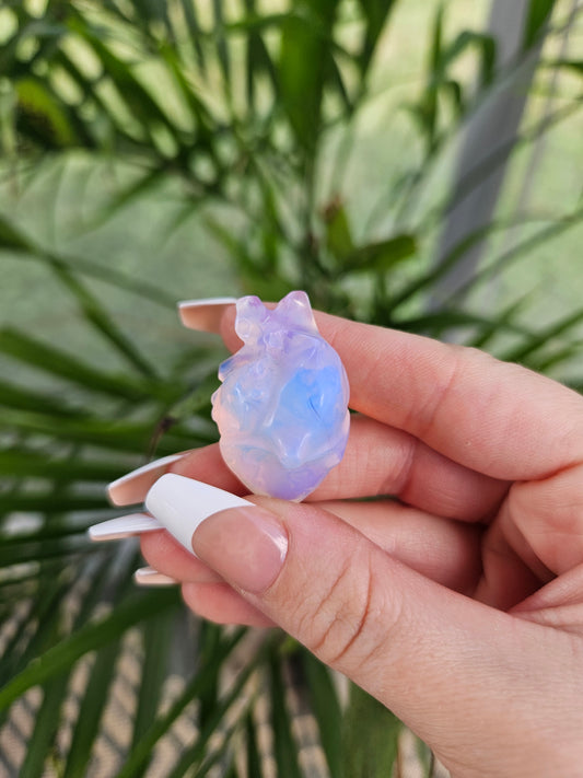Pink Opalite Anatomical Heart