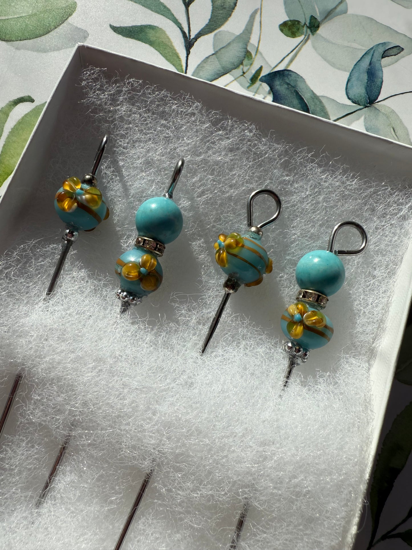 Blue Floral 4” Appetizer Skewers