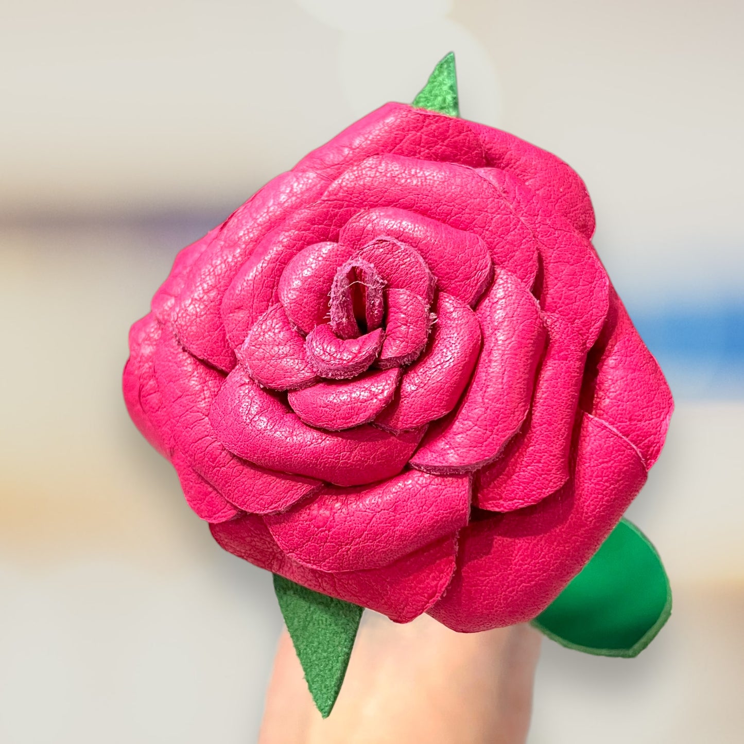 Bright Pink Leather Rose