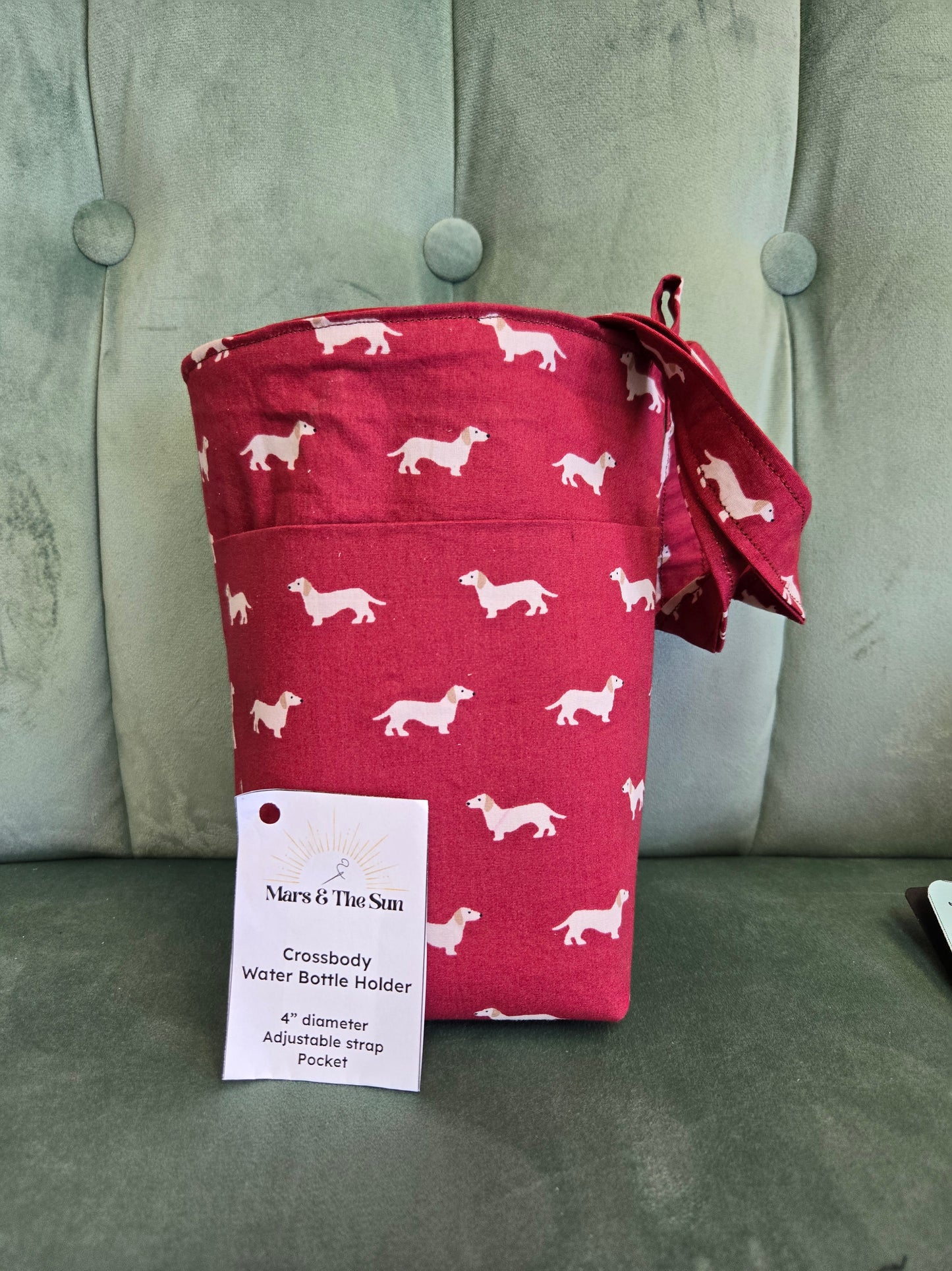 Crossbody Water Bottle Bag || Reclaimed Fabric || Upcycled Handmade