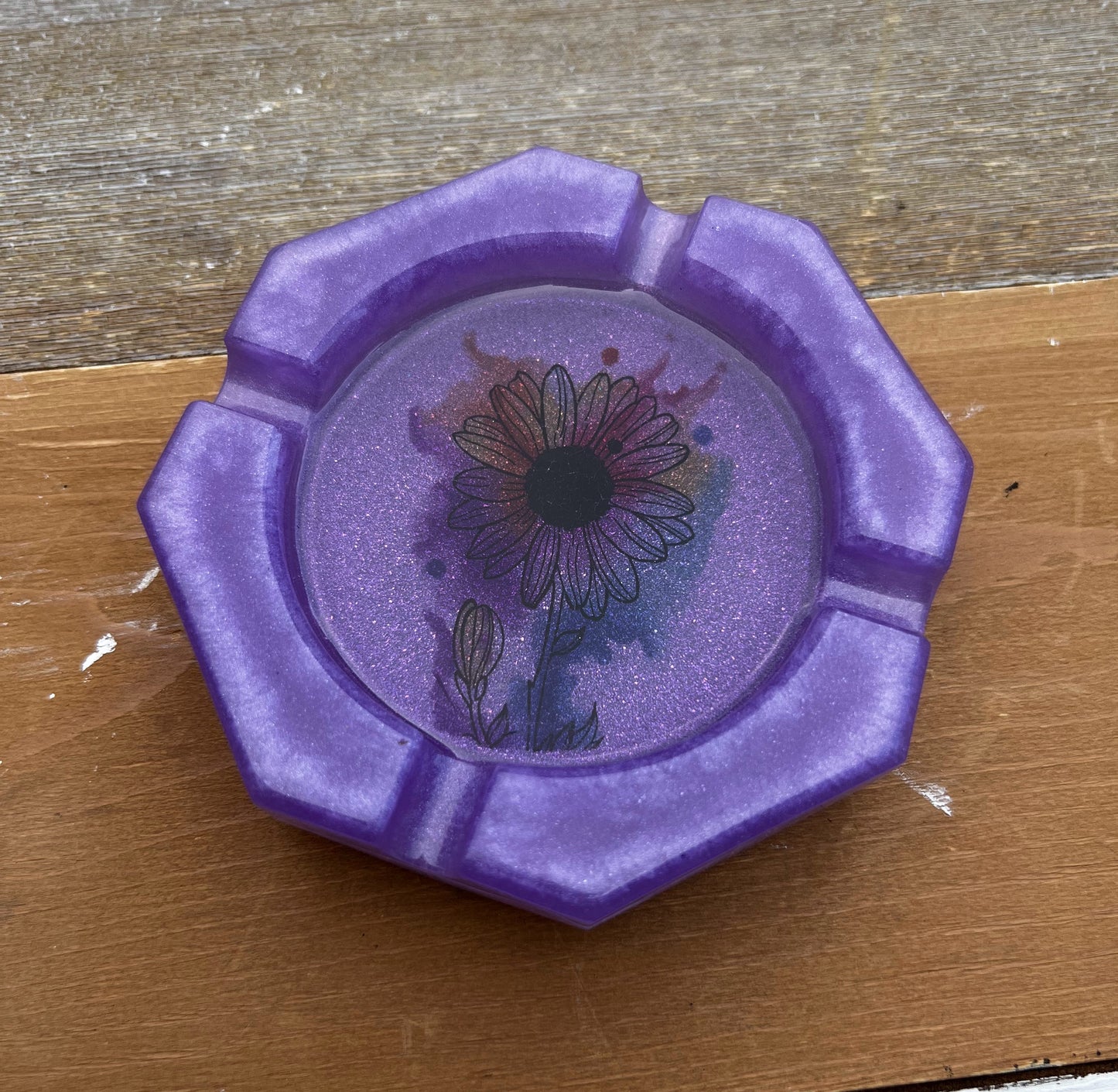 Purple Sunflower Ash Tray