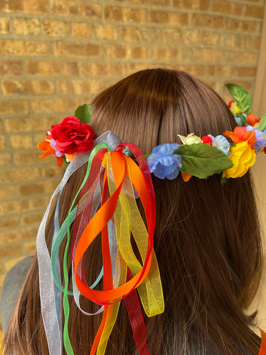 Rainbow Flower Crown - Adult