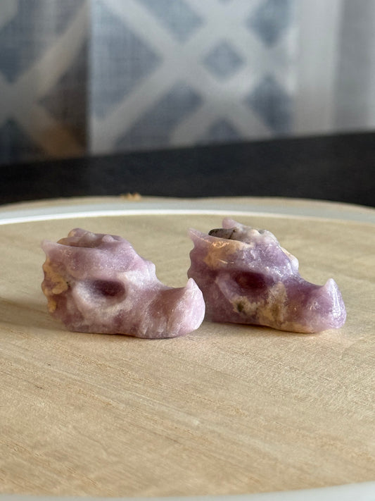 Lepidolite Dragon Skulls