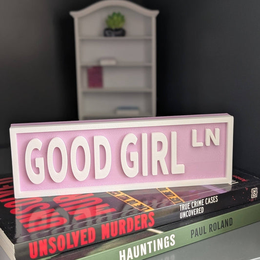 Good Girl / Book Shelf Sign / 3D Printed / Purple