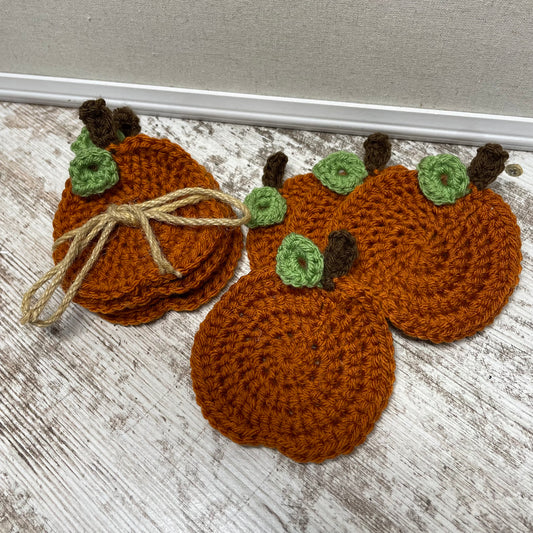 Crochet Pumpkin Coaster Set