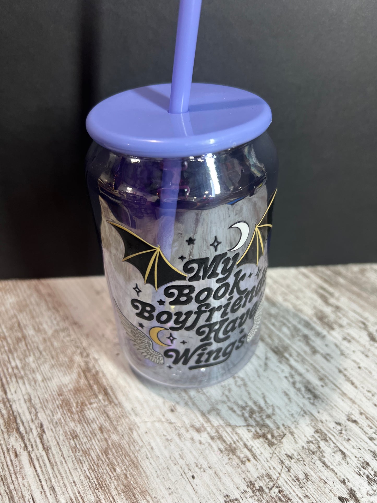 Book Boyfriends Have Wings Glass Tumbler